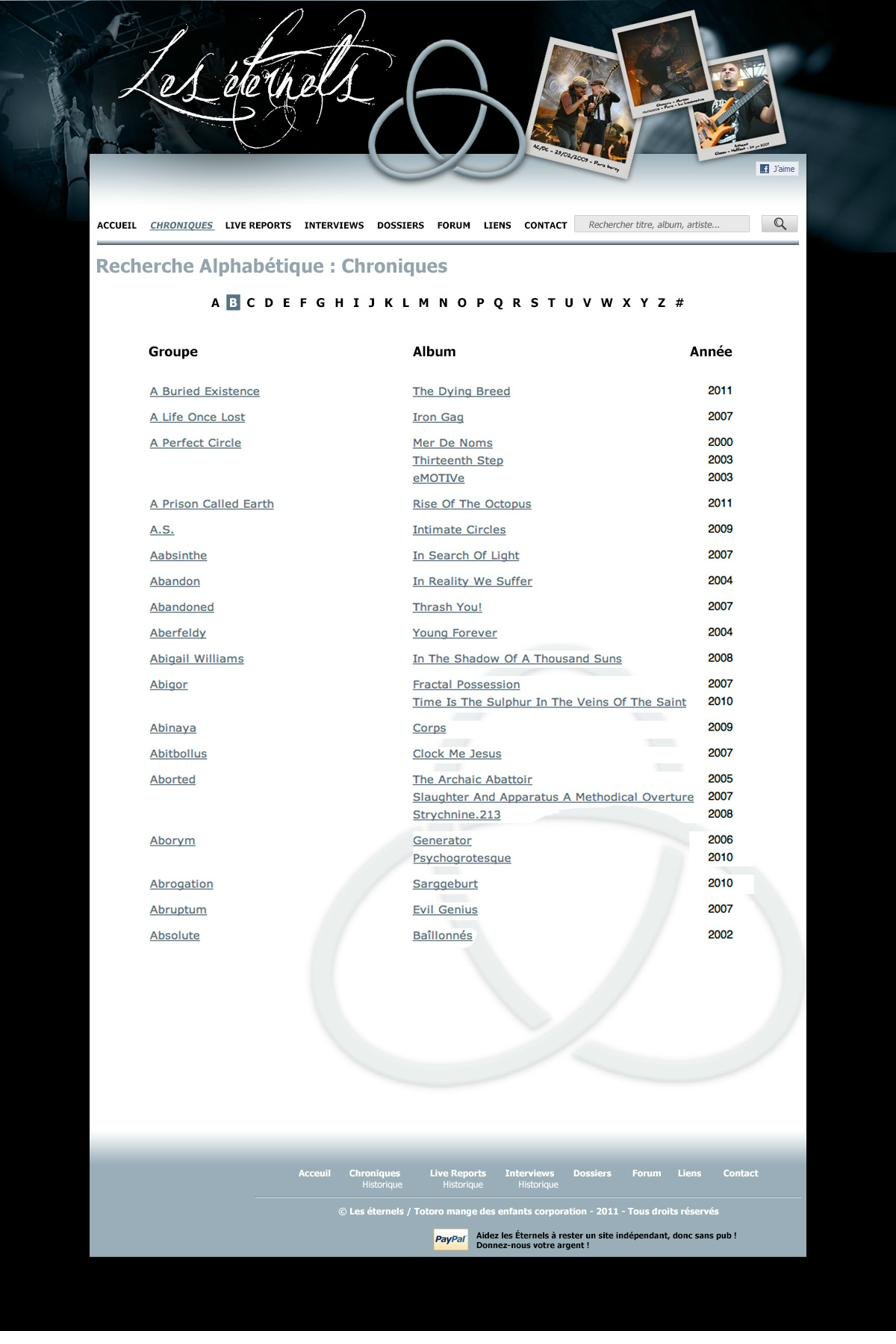 Liste A-Z Les Éternels